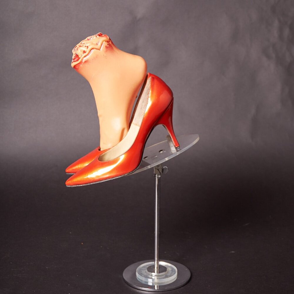 1980s Metallic Lipstick Red Heels Pumps